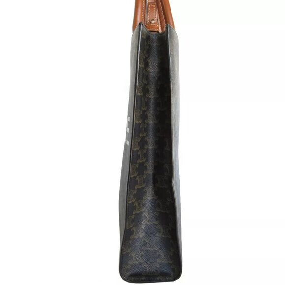 Auth CELINE Triomphe Vertical Cabas Handbag Shoulder Bag Brown PVC - Picture 11 of 12